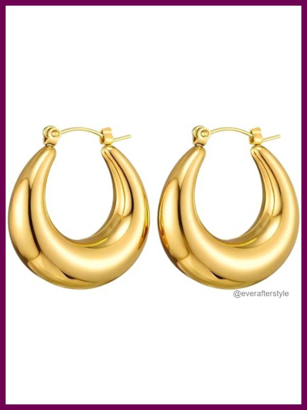 18K Gold Plated Chunky Hoop Earrings, S925 Silver Posts, Hypoallergenic